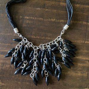 Black beaded dangled necklace